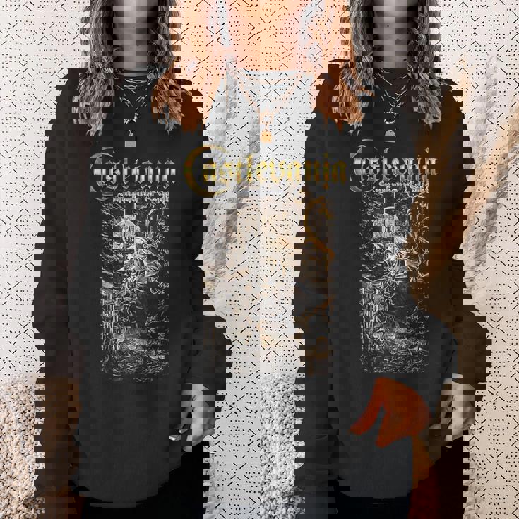 悪魔城ドラキュラ シンフォニーボックス アート ゴシック 月 夜 レトロ ゲーマー スウェットシャツ 彼女への贈り物