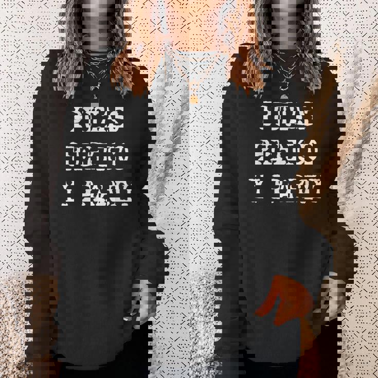 愉快なスペインの飲酒 男性用 引用句 Putas Perico Y Party スウェットシャツ 彼女への贈り物