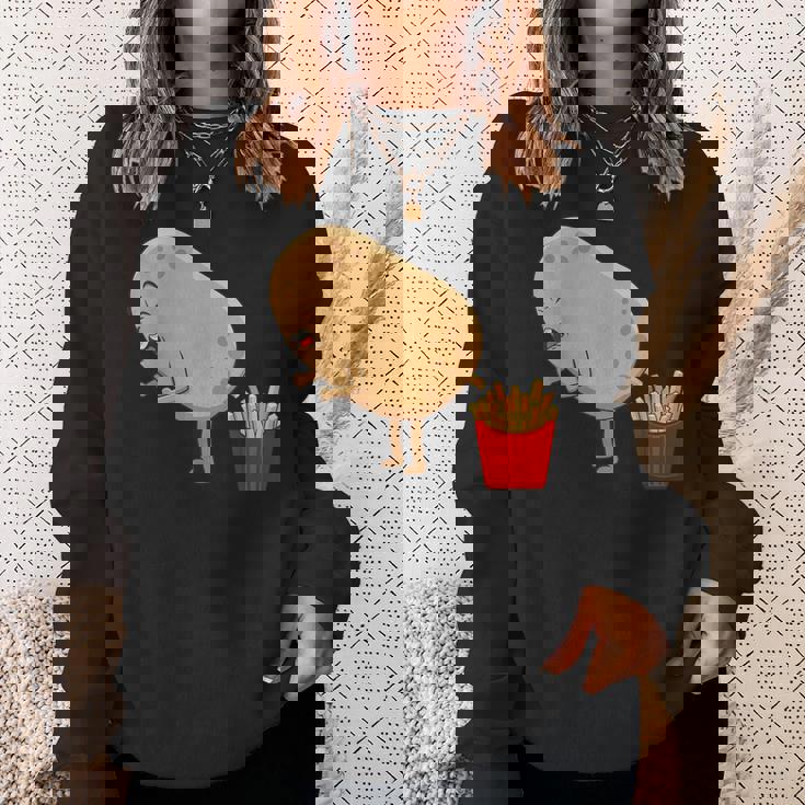 愉快なフライドポテト食べ物デザイン 男女兼用 スウェットシャツ 彼女への贈り物