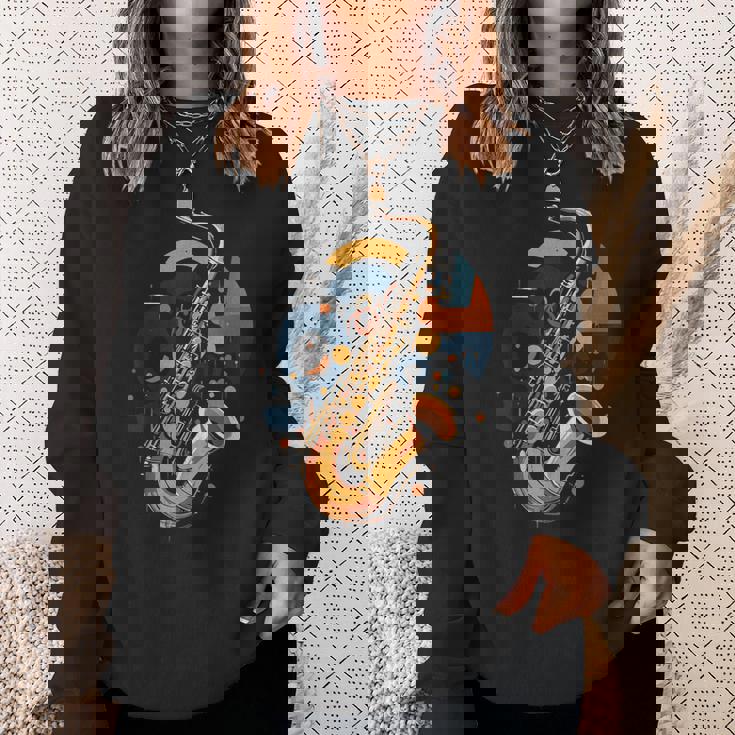 抽象音楽家 ジャズ サックス プレーヤー カラフル スウェットシャツ 彼女への贈り物