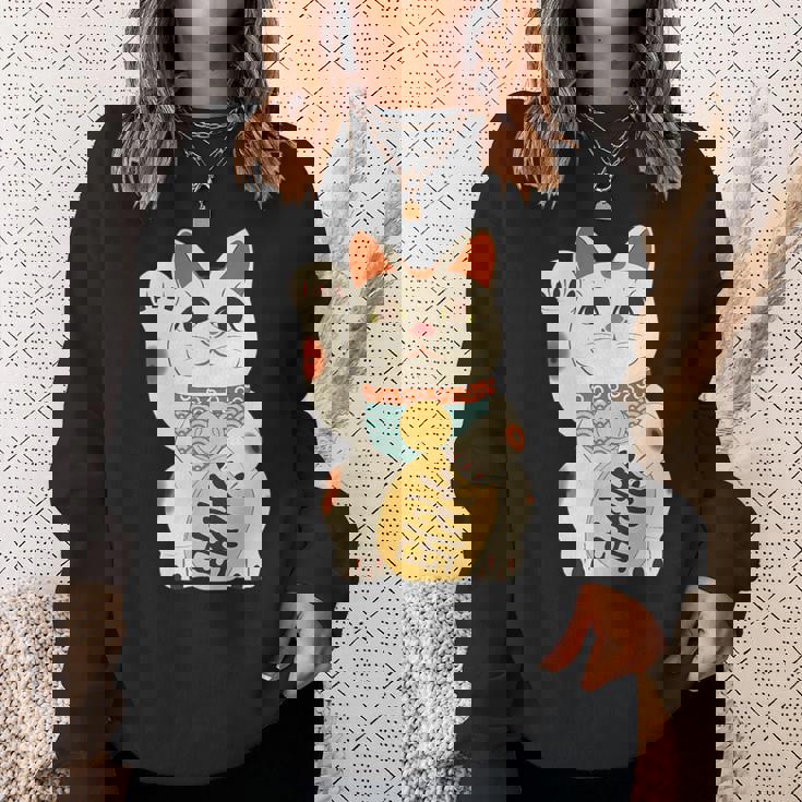 招き猫 日本の招き猫まねき猫日本の幸運猫 スウェットシャツ 彼女への贈り物