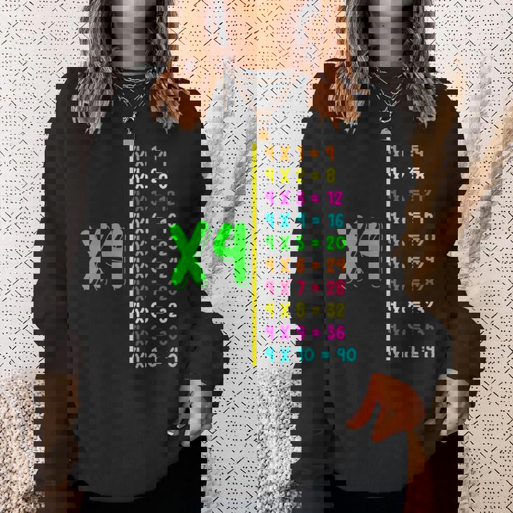 掛け算表4 小学生 算数の日 キッズ 男の子 スウェットシャツ 彼女への贈り物