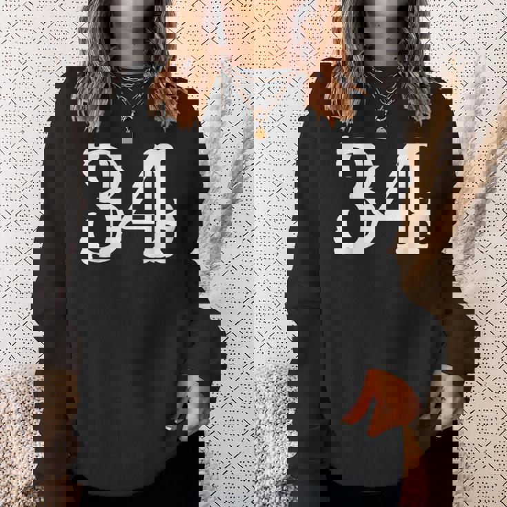 数字 34インチ ホワイト 大 太字 アメリカンウエストスタイル フォント スウェットシャツ 彼女への贈り物