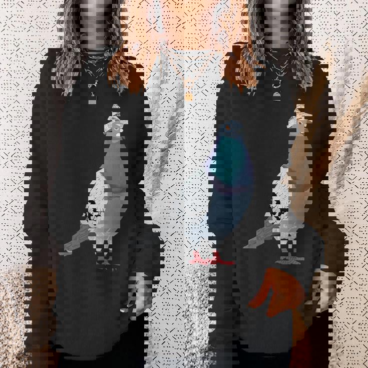 新聞帽子をかぶった鳩 スウェットシャツ 彼女への贈り物