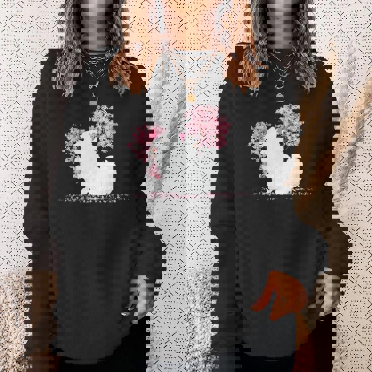 日本のかわいいさくら 桜 ジャパニーズスピッツ犬 スウェットシャツ 彼女への贈り物