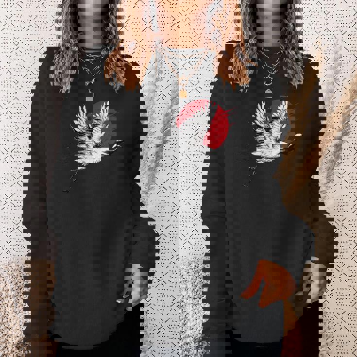 日本のアートフライングクレーンバード スウェットシャツ 彼女への贈り物