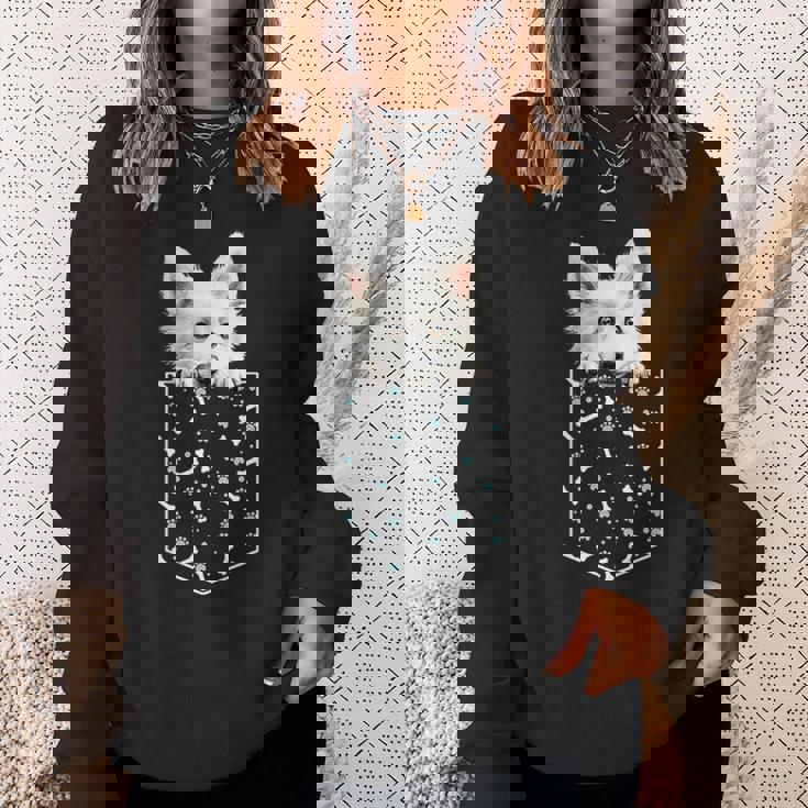 日本のスピッツ犬ポケット犬顔ペット愛好家 スウェットシャツ 彼女への贈り物