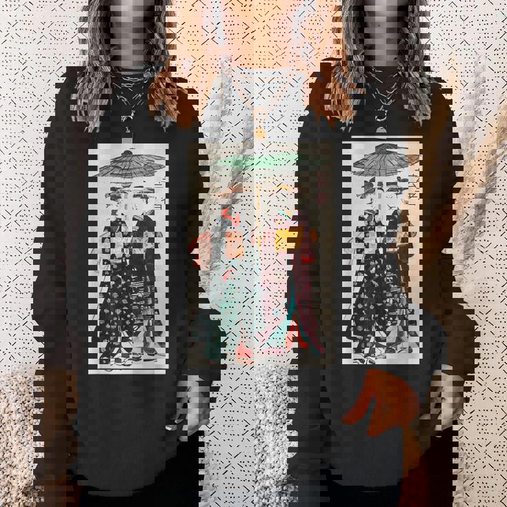 日本の伝統芸者 絵画 アート 水彩 お土産 スウェットシャツ 彼女への贈り物