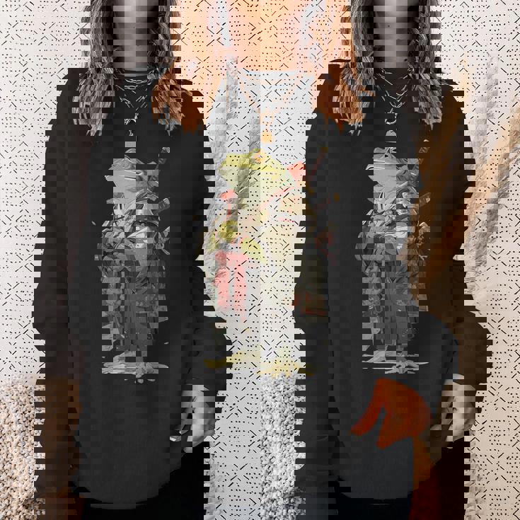 日本の侍カエル スウェットシャツ 彼女への贈り物