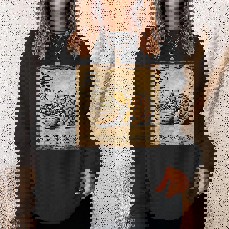 日本の古典的な洞窟石アートベビータートルラーメン スウェットシャツ 彼女への贈り物