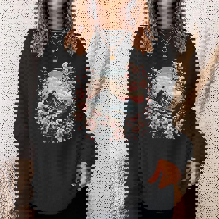 日本の桜 ピンク 桜 富士山 自然 アート スウェットシャツ 彼女への贈り物