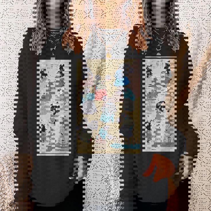 日本の猫 歌川国芳 流行猫の曲鞠 ヴィンテージ浮世絵 芸術の美的 日本の伝統美術 スウェットシャツ 彼女への贈り物