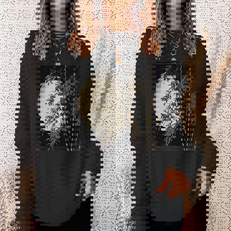 日本の竹と月 長袖tシャツ スウェットシャツ 彼女への贈り物