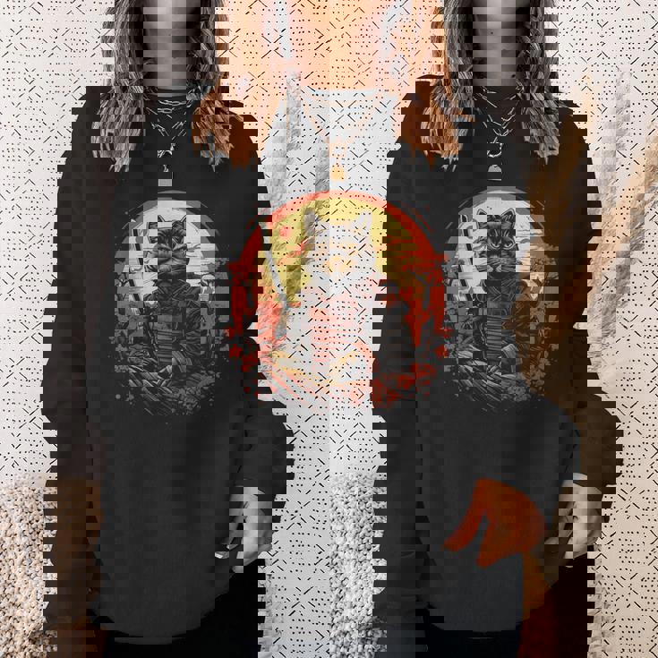 日本の芸術 猫 忍者 浮世絵 アニメスタイル サムライキャット 猫好き 愛猫家 ペット 猫飼い 可愛い ネコ ねこ 猫 スウェットシャツ 彼女への贈り物