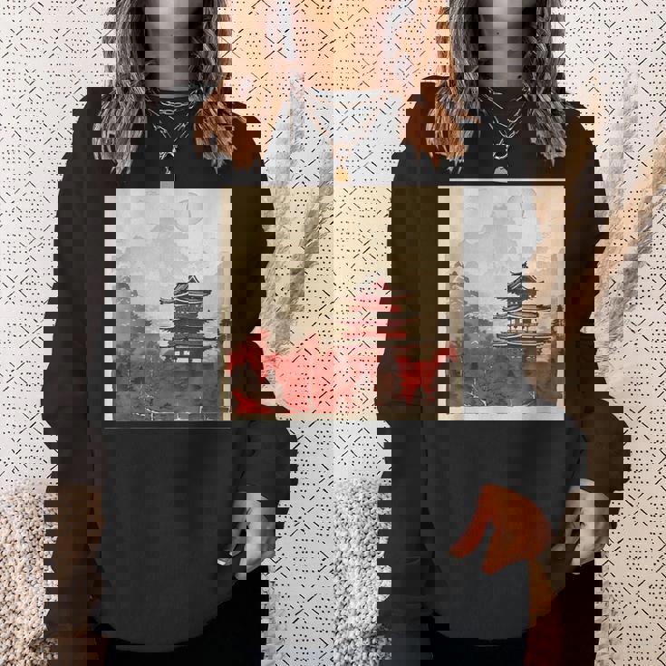 日本アジア アジア 日本風 ヴィンテージ レトロ 自然 スウェットシャツ 彼女への贈り物