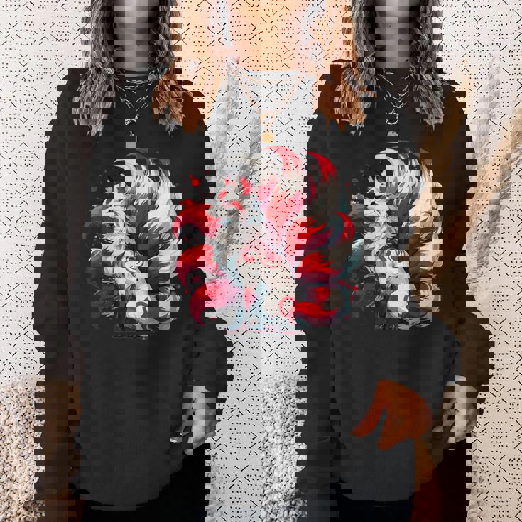 日本アニメ キツネ 九尾 スウェットシャツ 彼女への贈り物