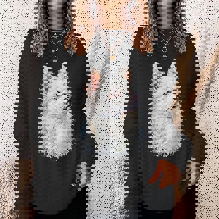 日本スピッツ 犬 グラフィック ペット イラスト 日本スピッツ スウェットシャツ 彼女への贈り物