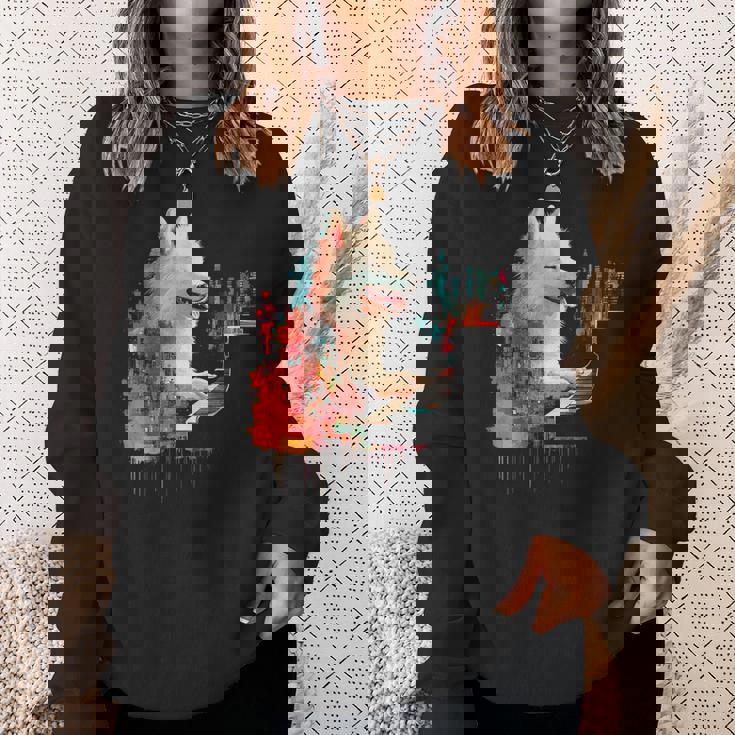 日本スピッツ 犬 モチーフ ペット 幾何学 日本スピッツ スウェットシャツ 彼女への贈り物