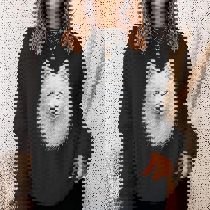 日本スピッツ 犬 モチーフ ペットアート 青い目 日本スピッツ スウェットシャツ 彼女への贈り物