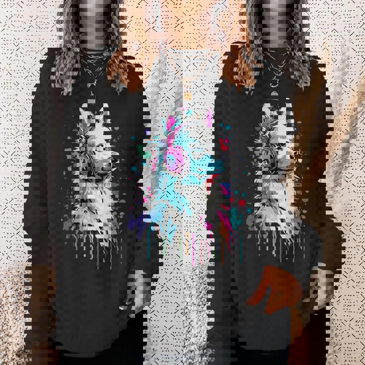 日本スピッツ好き ヘッドフォン装着 おもしろい 日本スピッツ スウェットシャツ 彼女への贈り物