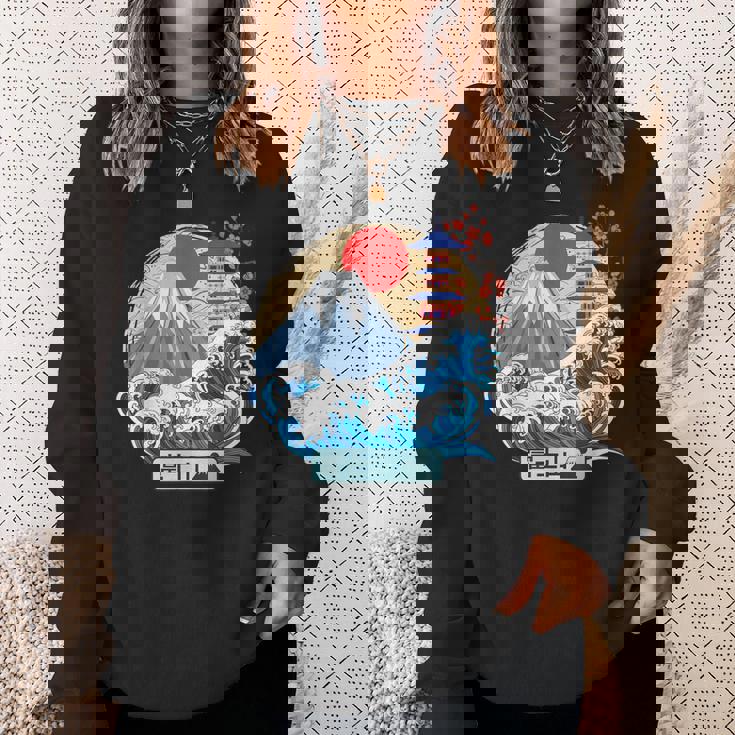 日本山 富士 大波 神奈川 日本 ヴィンテージアート スウェットシャツ 彼女への贈り物