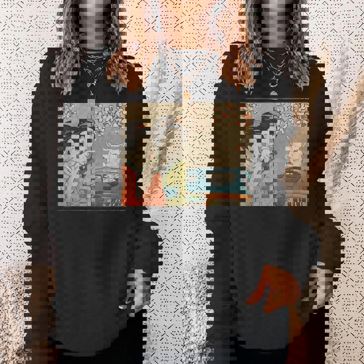 日本美術 桜猫と寿司 スウェットシャツ 彼女への贈り物