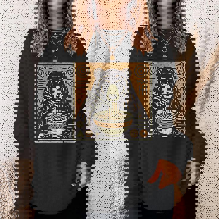 日本美術 野生動物 麺好き かわいい くま ラーメン スウェットシャツ 彼女への贈り物