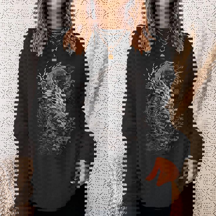 日本龍 タトゥー描画 伝統的な日本のグラフィックtシャツ スウェットシャツ 彼女への贈り物