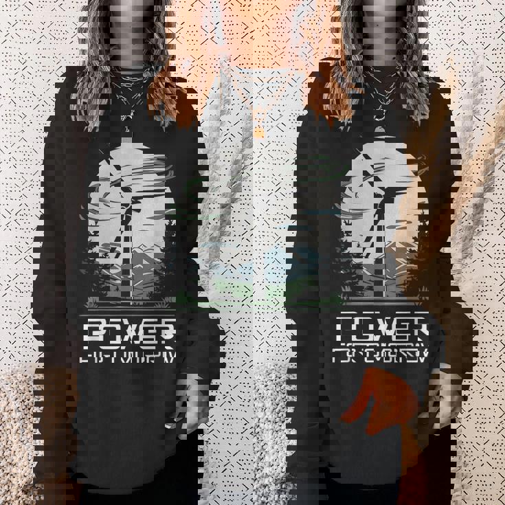 明日地球の日のための風力発電 クリーンエネルギー 風力タービン スウェットシャツ 彼女への贈り物