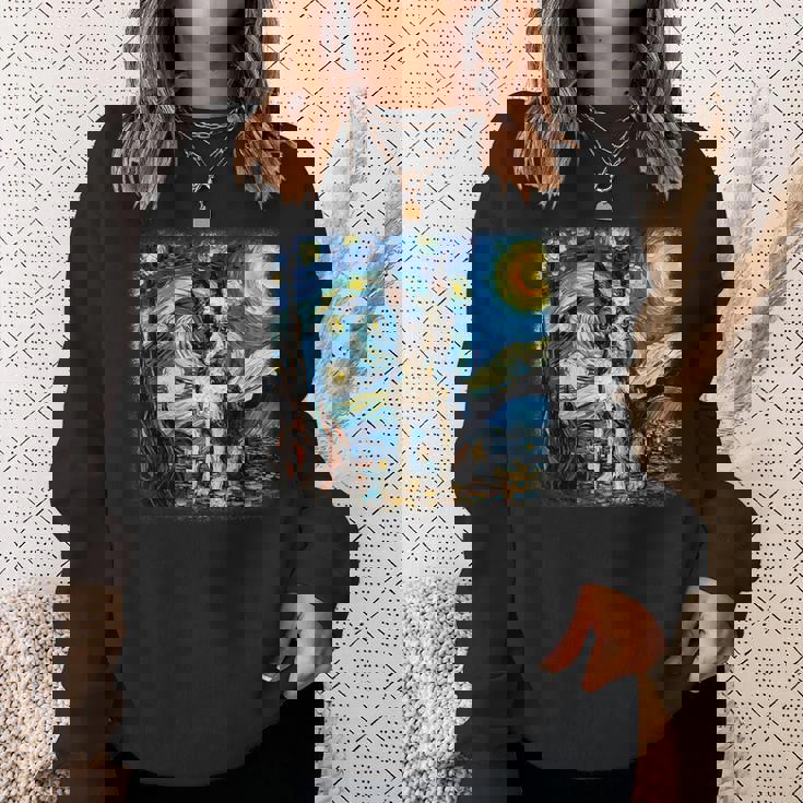 星月夜のヴァンゴッホ ボストンテリア スウェットシャツ 彼女への贈り物