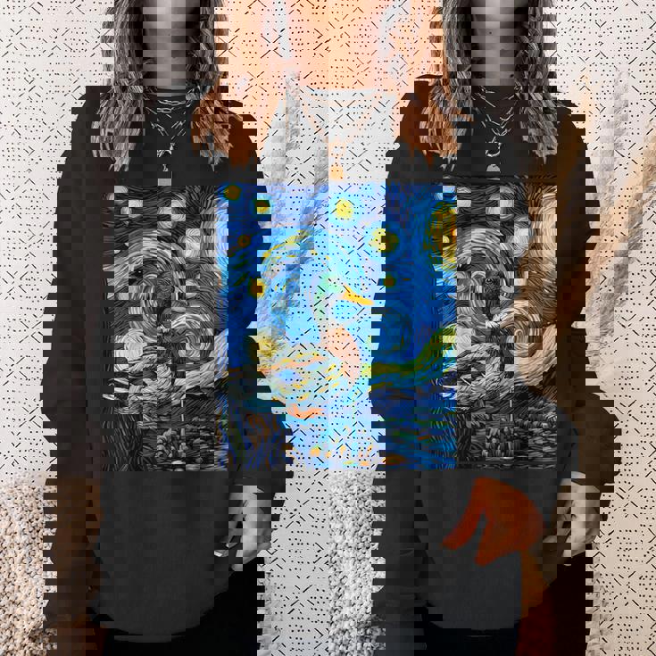 星空の下のアヒル アート グラフィック 誕生日 クリスマス スウェットシャツ 彼女への贈り物