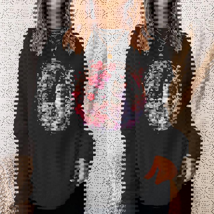 春の桜 かわいい猫と桜の花 スウェットシャツ 彼女への贈り物