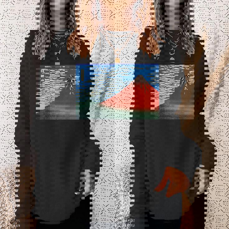 晴天の赤富士山 日本風景アートプリント スウェットシャツ 彼女への贈り物