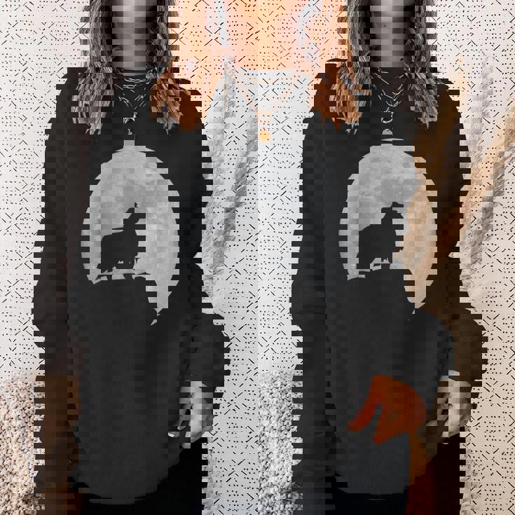 月と犬のシルエット シェルティーシェットランドシープドッグ スウェットシャツ 彼女への贈り物