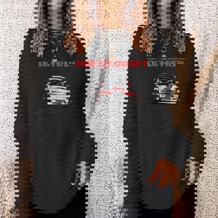 東京 ドリフトカー ジャパン ドリフトレーサー ドーナツ 運転 横向き スウェットシャツ 彼女への贈り物