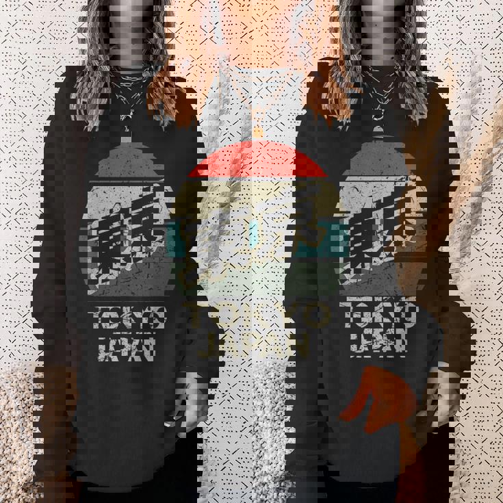 東京ジャパン 漢字 円形 レトロ サンセット スウェットシャツ 彼女への贈り物