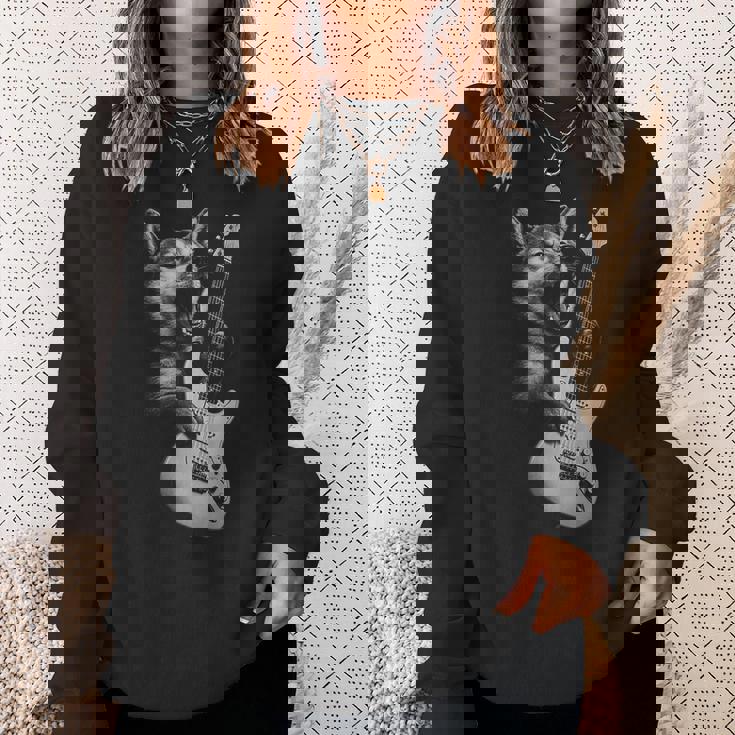 柴犬 ギターを弾く ロックミュージック 犬好き スウェットシャツ 彼女への贈り物