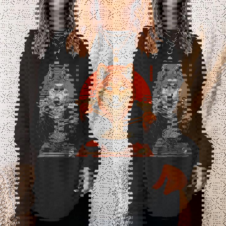 柴犬 ラーメン 麺 日本犬好き アニメ デザイン スウェットシャツ 彼女への贈り物