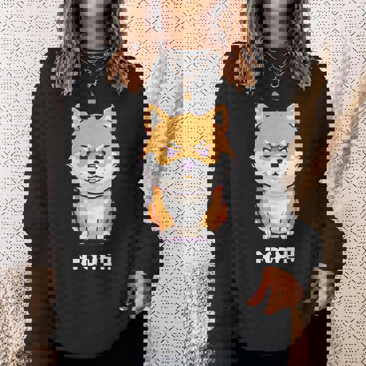 柴犬 犬 赤柴 怒柴 拒否柴 嫌です 怒った犬 かわいい おもしろ スウェットシャツ 彼女への贈り物