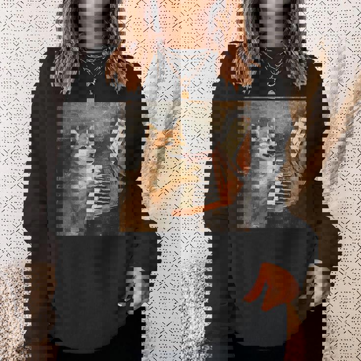 柴犬ピアノ犬 スウェットシャツ 彼女への贈り物