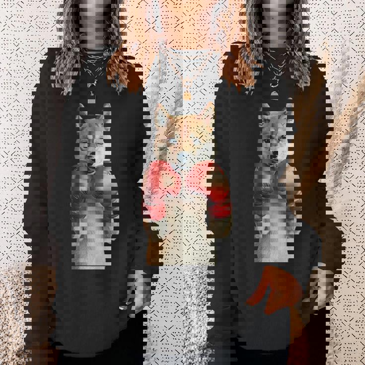 柴犬ボクシング 長袖tシャツ スウェットシャツ 彼女への贈り物