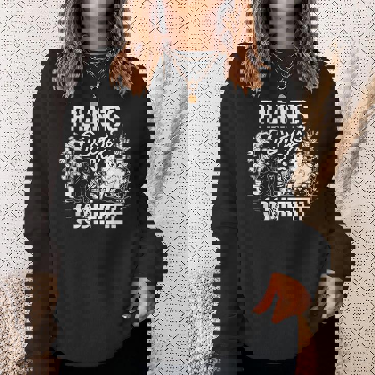 植物 犬 コーヒー おもしろ ガーデニング 犬好き ギフト スウェットシャツ 彼女への贈り物