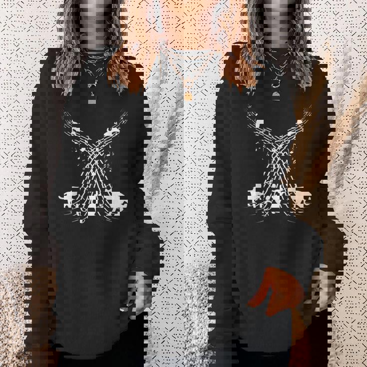 楽譜に猫を奏でる ノート 愛 音楽 スウェットシャツ 彼女への贈り物