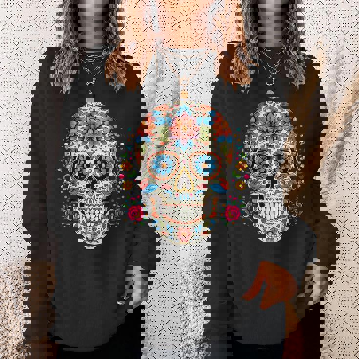 死者の日 シュガースカル 花柄 メキシコの日 カラベラデー スウェットシャツ 彼女への贈り物