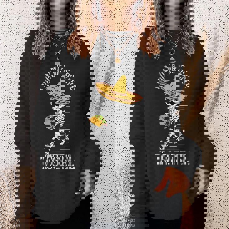 死者の日 メキシコ シュガースカル ファニー タコス スケルトン ハロー スウェットシャツ 彼女への贈り物