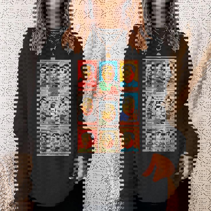 毛沢東ポップアートグリッド-9カラフルな肖像画と書道 スウェットシャツ 彼女への贈り物