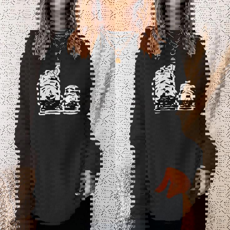 気持ちよく寝ている柴犬たち かわいい黒柴 柴犬イラスト スウェットシャツ 彼女への贈り物