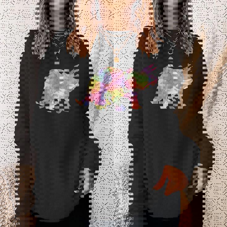 水彩爬虫類トリケラトプス古生物学恐竜 スウェットシャツ 彼女への贈り物