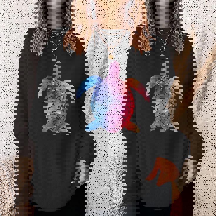 水彩画のようなウミガメのシルエット スウェットシャツ 彼女への贈り物