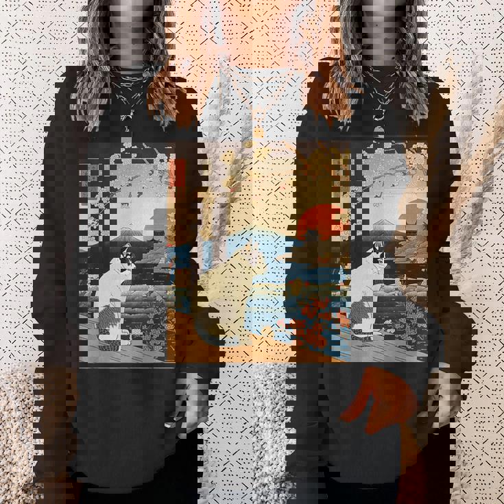 浮世絵 アート 神奈川 ヴィンテージ 日本のタトゥーアート 猫 グラフィック スウェットシャツ 彼女への贈り物